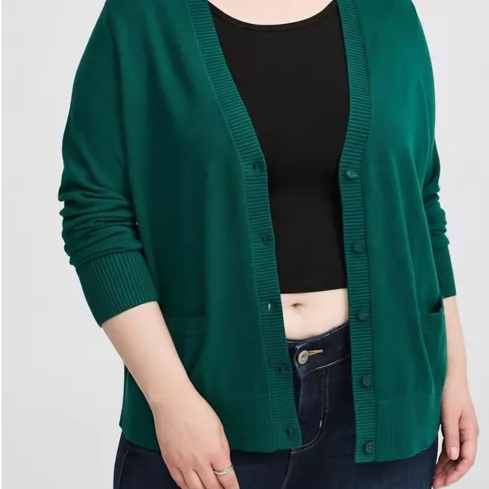 Women's Green Cardigan Sweater